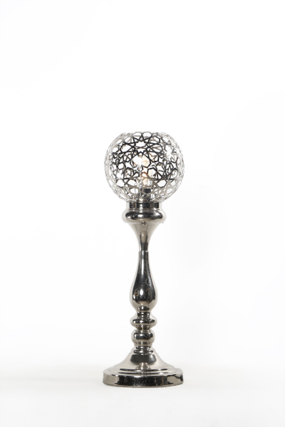 Ottoman Nickel Laser Motif Design Tall Table Lamp